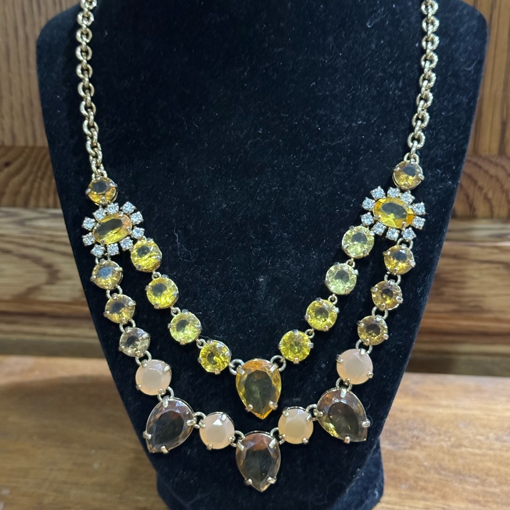 Vintage Ann Taylor Faceted Crystal Citrine Statement Necklace